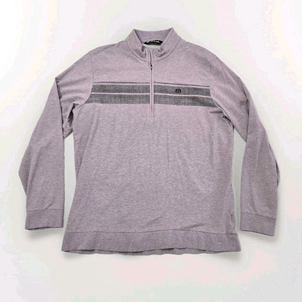 Travis Mathew Golf 1/4 Zip‎ Pullover Sweater Mens XL Heather Purple Tech Stretch